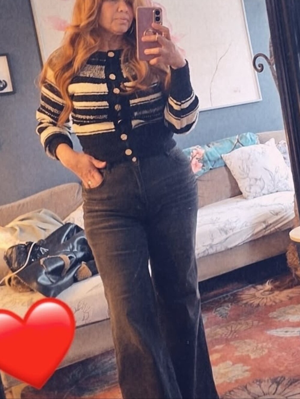 Black & White Striped Button-Front Women's Sweater